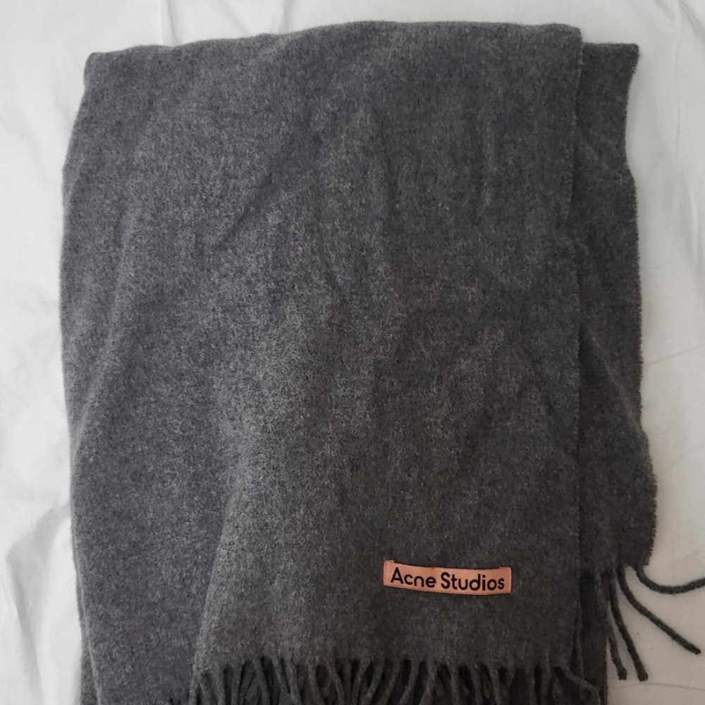 Acne wool scarf oversized - Grey melange - Picture 3 of 4